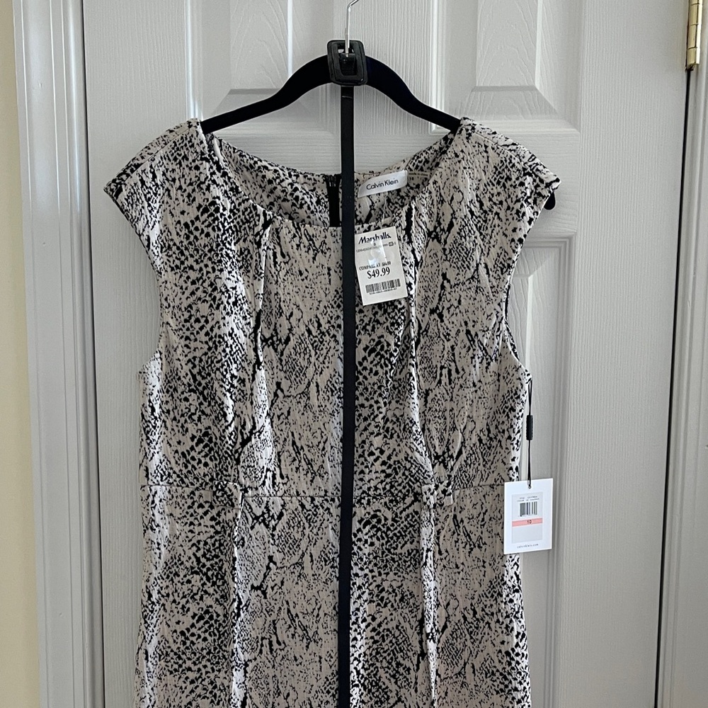 Calvin Klein Black and White Patterned Dress